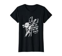 por Sus Rayas Somos Sanados Isaías 53:5 Camiseta gráfica económica, Mujer, Negro, M