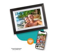 Marco de fotos digital Pora&co con WiFi y Frameo App 8 pulgadas, negro madera/blanco | ✅ Black Friday