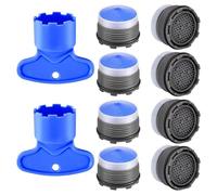 Poraceous 10 Piezas Aireador Grifo, Filtro de Grifo de Plástico M21.5, Aireador con 2 Llaves, Accesorios de Protección Contra Salpicaduras de Grifos, para Filtros de Cocina y Baño (Azul)