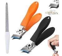 Poraceous 2 Piezas Cortaúñas Inclinado, Cortaúñas Inclinado Antisalpicaduras con Abertura de Mandíbula Ancha, Nail Clipper Curvo para Adultos y Adultos Mayores, Cortes de Precisión, Uñas Gruesas