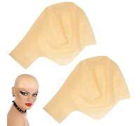 Poraceous 2 Piezas Gorro Calvo de Látex, Gorra Calva de Látex para Adultos, Peluca Calvo, Adultos Hombres y Mujeres, Gorro Peluca, Cosplay, Halloween y Fiesta Accesorio Disfraz (Talla úNica)