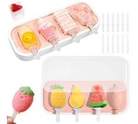 poraceous 2 Piezas Molde Helados Silicona, Molde Helado Silicona con Asas, Reutilizable Molde Helado Alimentaria Libres de BPA, para Niños Adultos Paletas y Helados Caseros (8 Cavidades)