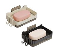 poraceous 2 Piezas Pared de Autoadhesiva Jabonera, Jabonera Baño Pared, No Taladro Jaboneras, Extraíble con Desagüe, para Ducha, Baño, Bañera, Fregadero de Cocina, Adhesivo Incluido