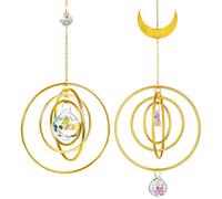 Poraceous 2 Piezas Sonnenfänger Kristall, Atrapasoles Cristal Colgante, Bola de Cristal Feng Shui Colgante, Campanilla de Viento Decorativa, für Fenster, Boda, Decoracion Hogar, Wohnzimmer, Balkon