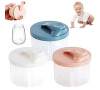 Poraceous 3 Piezas Dispensador Leche en Polvo Bebe, Dosificador con Tapa Giratoria, Portátiles Dosificador Leche en Polvo, Asignador con 4 Compartimentos, para Viajes, al Aire Libre(Rosa+Blanco+Azul)