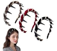 poraceous 3 Piezas Vintage de Perlas Headband High Skull, Cráneo Elegantes Diademas de Perlas, Diadema Vintage de Alto Cráneo, Adecuado para Que Mujeres y Niñas Lo Usen a Diario