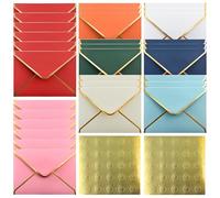 poraceous 30 Piezas Sobres, Mini Sobres con Solapa en V, Sobre Pequeños con Borde Dorado, Sobre de Colores con Pegatina en Forma de Corazón, para Regalo, Tarjetas Felicitación, Invitacio