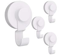 poraceous 4 Piezas Ganchos de Ventosa, Ganchos de Ventosa al Vacío, Colgador Toalla Baño Sin Perforar, Reutilizable, para Cocina, Baño, Pared, Vidrio, Colgar Toalla (Blanco)