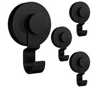 poraceous 4 Piezas Ganchos de Ventosa, Ganchos de Ventosa al Vacío, Colgador Toalla Baño Sin Perforar, Reutilizable, para Cocina, Baño, Pared, Vidrio, Colgar Toalla (Negro)