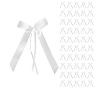 poraceous 50 Piezas Lazos Coche Boda, Satén Cinta Boda Lazos, Arcos de Regalo Decorativo para Antena de Coche, Boda, Cumpleaños, Partido, Celebración (Blanco)