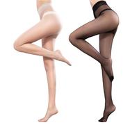 poraceous Pack de 2 Medias Mujer, Panty Sheer de Cintura Alta, 15 DEN Panty Reductoras Mujer, Medias Sin Puntera para Sandalias, Pantys Verano Mujers, para Fiestas, Cosplay (Negro + Desnudo)