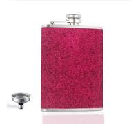 Poraceous Petacas de Alcohol con Purpurina para Mujer, 8oz/240ml Petacas de Acero Inoxidable, Whisky Hip Flask, Petaca Portátil con Embudo, para Bodas al Aire Libre, Bar, Escalada y Camping