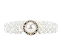 Porbbow Cinturón elástico de perlas para mujer, cinturón de cintura ajustable, cinturón elástico con cuentas para vestidos, vestidos de noche y moda de novia, Blanco, Talla única