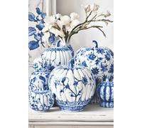 Porcelain Harvest | Blue & White Chinoiserie Notebook: A timeless narrow lined journal featuring porcelain pumpkins, delicate florals, and heirloom ... reflection, and cozy autumn notes.