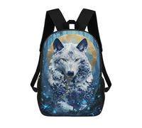 Porcelain Wolf in Enchanted Forest Mochilas Impresas En 3D Para Niños 17inch Mochilas De Moda Informales Para El Día A Día, Bolsas De Viaje, Mochilas Informales Para Exteriores Para Niños Y Niñas