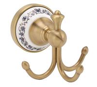 Porcelana Azul y Blanca Antigua 3 Puntas Baño Retro Montado en la Pared Ganchos para Abrigos Hermosa Ropa Decorativa Elegante Gancho para Bata para Sala de Estar