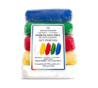 Porcelana fría Profesional Cremosa Colores Parchís 500g (5x100g) Pasta para Modelar Secado al Aire. Ideal para Manualidades, Figuras, Artesanía y DIY- AradiaShop®