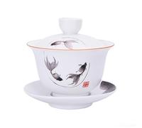 Porcelana Gaiwan 8 oz taza de té blanco esmaltado Tureen chino Sancai Cover Bowl Lip Cup Saucer Set (peces)