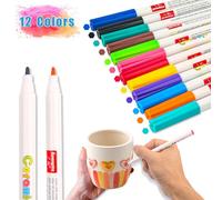 12 Colores Rotuladores para Porcelana Seguros En Lavavajillas, Rotuladores para Pintar Vidrio Aptos para Lavavajillas, Rotuladores de Cerámica para Pintar y Decorar para Niños a Partir de 3 años