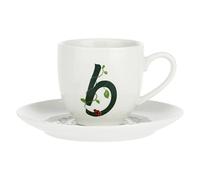 PORCELLANA Solotua Taza de café con platillo Letra 'B' 3 oz en Caja de Regalo