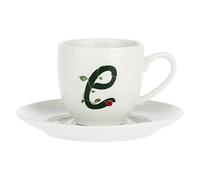 Porcellana Solotua Taza de café con platillo Letra 'E' 3 oz en Caja de Regalo