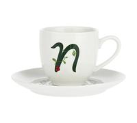 Porcellana Solotua Taza de café con platillo Letra 'N' 3 oz en Caja de Regalo