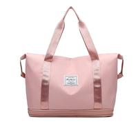 Porceosy Bolsa de viaje de viaje para ocio, seguro que aquí está el título del producto para listar gran capacidad, doble capa, sección húmeda y seca, bolsillo exterior, cierre de cremallera, Pink