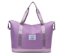 Porceosy Bolsa de viaje de viaje para ocio, seguro que aquí está el título del producto para listar gran capacidad, doble capa, sección húmeda y seca, bolsillo exterior, cierre de cremallera, Purple