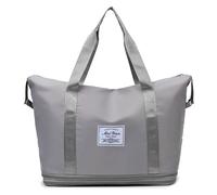 Porceosy Bolsa de viaje de viaje para ocio, seguro que aquí está el título del producto para listar gran capacidad, doble capa, sección húmeda y seca, bolsillo exterior, cierre de cremallera, gris