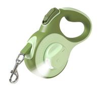 Porceosy Correa retráctil para perro con luz LED, cinta de nailon sin nudos de 10 pies/16 pies, control de un botón y mango ergonómico antideslizante para perros pequeños y medianos, verde B