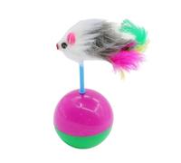 Porceosy Juguete interactivo con forma de ratón para gatos, peluche de cola de plumas, realista para hacer ejercicio, jugar a masticar, reduce la ansiedad y el aburrimiento