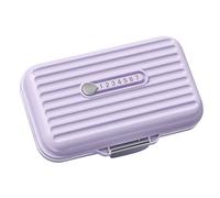 Porceosy Pastillero compacto para exteriores, seguro que aquí hay un título de producto para publicar semanalmente con 7 compartimentos, tapa transparente, a prueba de polvo, color morado, L