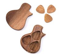 Porceosy Púas de guitarra clásica, 1 juego de púas de guitarra clásicas, estuche de madera para púas, accesorios de guitarra, regalo para guitarristas, color madera