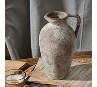 PORCER Jarrón de cerámica Antigua de 9.3 Pulgadas, jarrón de Terracota con asa, decoración Toscana, jarrón Decorativo de Granja, jarrón rústico para decoración del hogar, Sala de Estar, Entrada, Boda