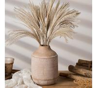 PORCER Jarrón rústico de cerámica para decoración del hogar, centros de mesa, 7.4 pulgadas, acabado esmaltado en arena, jarrón decorativo para hierba de las pampas, sala de estar, decoración de