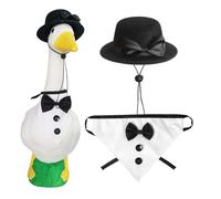 Porch Costume, Formal Decoration Set, Waterfowl Gentleman Outfit with Hats, Bow Ties, and Scarf for 23-Inch Tall Yard Statues in Courtyard Displays