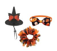 Porch Geese Clothing, Halloween GooseStatue Outfit, Orange Hat Bow Tie Skirt Costume Set for 23-Inch Animal Sculpture, Holiday Decoration for Terrace Yard Entryway Display Use