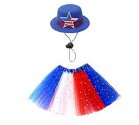Porch Geese Outfit Set, Star Design Costume Geese, 23-Inch Independence Day Tulle Skirt, Hats Included, Patriotic Lawn and Home Decoration, Perfect for Holiday Porch, 30x50x2cm