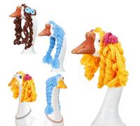 Porch Geese Wigs, 3-Pack Handmade Decorative braideded Wigs, Fun Hair Accessories for Garden GOOSES wigStatues for Outdoor Lawn Yard Holiday Winter Birthday Poolside Indoor Display 4.72-7.87 Inches