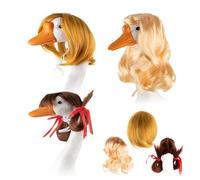 Porch Geese Wigs, 3 Pieces Cute Balcony Gaggle Outfits, 4.72x7.87 Inches Charming & Whimsical, Statue Decoration for Spring Lawn, Patio, Wedding, Garden, and Thanksgiving Yard Door