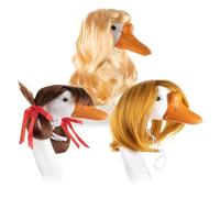 Porch Geese Wigs, Cute Porch Geese Outfits, 4.72x7.87 Inches Decorative Statue Spring Lawn Patio Wedding Garden, Thanksgiving Yard Door, Ideal for Christmas Party Holiday