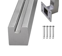 Porch Glass Fence Clamp Pole Stainless Steel Slotted Railing Fence Home Staircase Rails Column, Terrace Balcony Glass Guardrail Post Side Mount for 8-12MM Glass Panels, Square Glass Clamps ( Color : E