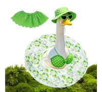 Porch Goose Costume Set, Summer Hawaiian Outfit System, Hat Sunglasses Dress Kit, Garden Party Decor Wear, Outdoor Lawn Patio Balcony Use, Courtyard Festival Event Display Decoration Accent Style