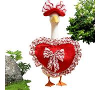 Porch Goose Outfits - Love Heart Design Dress with Matching Hat | 23inch Decorative Goose Statue Clothes | Cute Valentine's Day Holiday Costume for Outdoor Yard Lawn Patio Porch Farmhouse