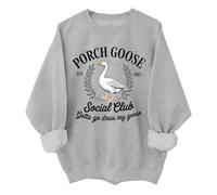Porch Goose Social Club - Sudadera divertida unisex, gris, M