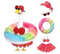 Porch Goose - Traje de baño con gafas de sol y de natación | Ropa de ganso para porche, césped, jardín, piscina, patio, verano, exterior, patio, terraza, fiesta de vacaciones