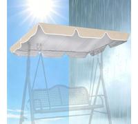 Porch Swing Canopy Replacement Cover, Outdoor Waterproof Patio Swing Top Cover, UV Sun Shade Roof Fabric For 3 Seater Garden Yard Backyard Swing Frame Accessories(Khaki,L164 x W114 x H15 cm)