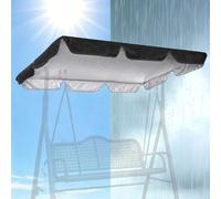 Porch Swing Canopy Replacement Cover, Outdoor Waterproof Patio Swing Top Cover, UV Sun Shade Roof Fabric For 3 Seater Garden Yard Backyard Swing Frame Accessories(Black,L195 x W125 x H15 cm)