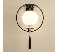 Porch Villa Stairway Bedroom Hotel Guest Room Round Iron Glass Wall Lamp (Warm Light)