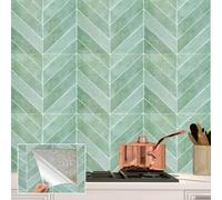 PORFOYO 10 pegatinas 3D para azulejos, 29 x 22,9 cm, vinilo autoadhesivo, resistente al calor y al agua, para cocina, baño, pared, comedor, verde